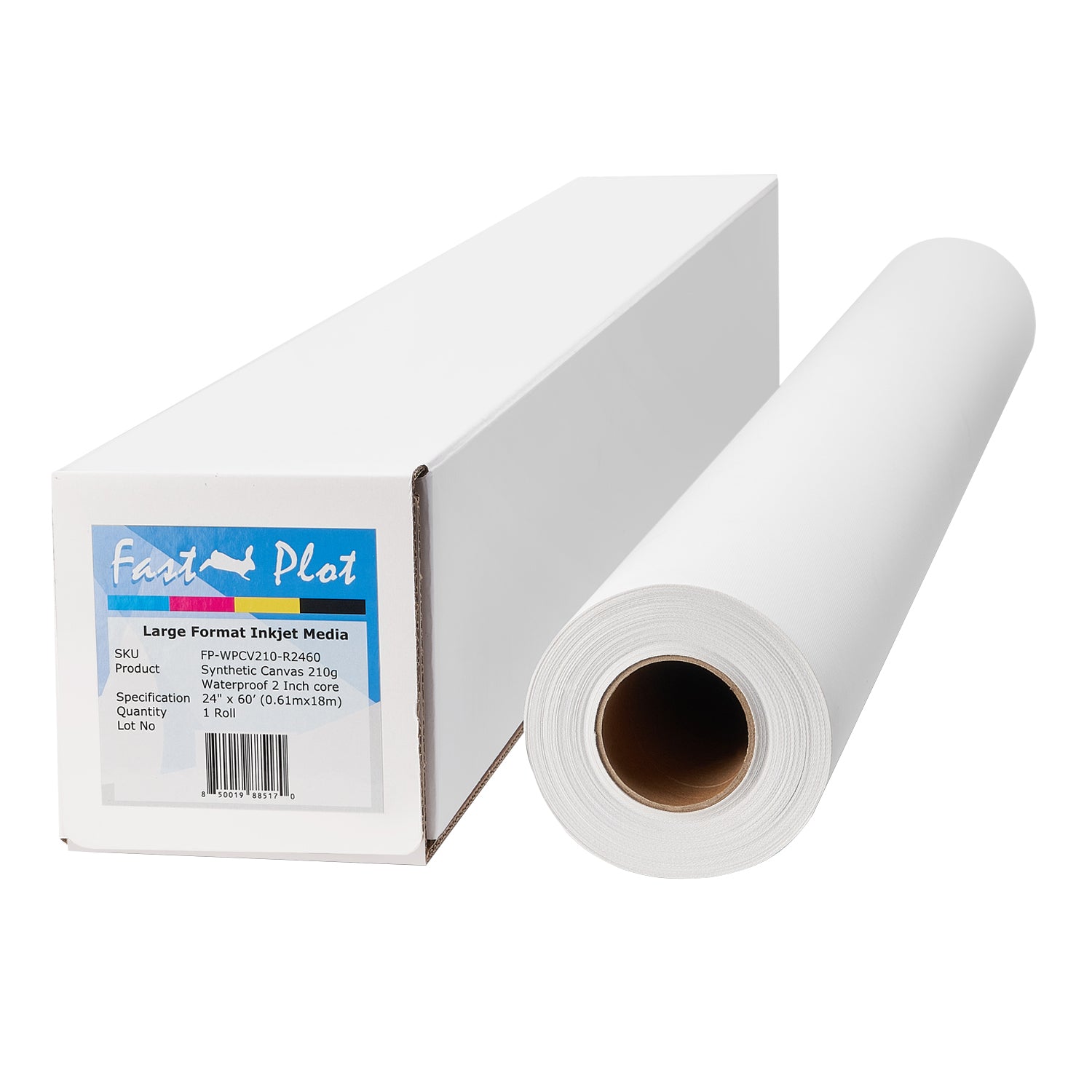 FastPlot Synthetic Canvas - Waterproof - Fine Art 210g - 36 inches x 60 Feet Roll - 2 inches Core