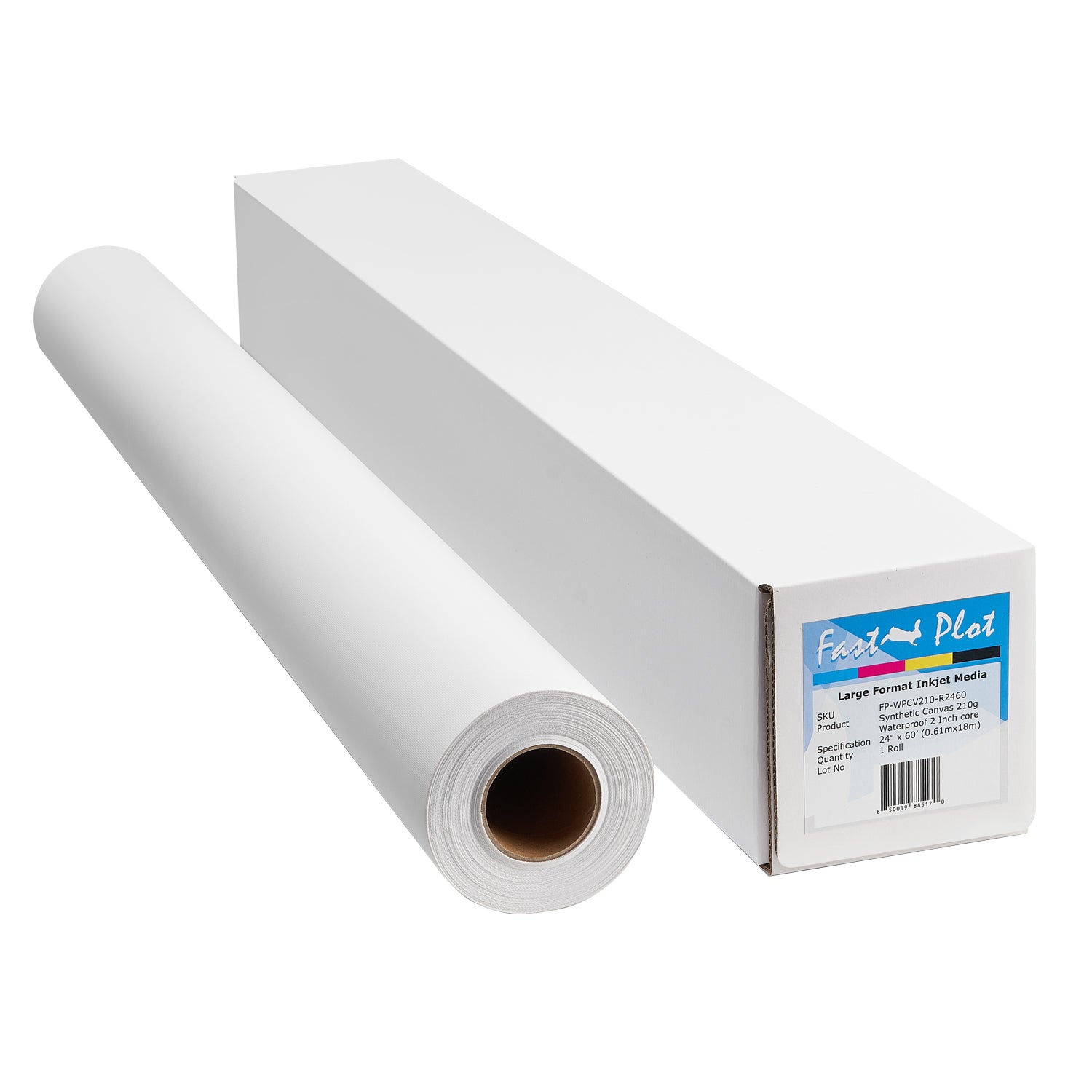 FastPlot Synthetic Canvas - Waterproof - Fine Art 210g - 36 inches x 60 Feet Roll - 2 inches Core