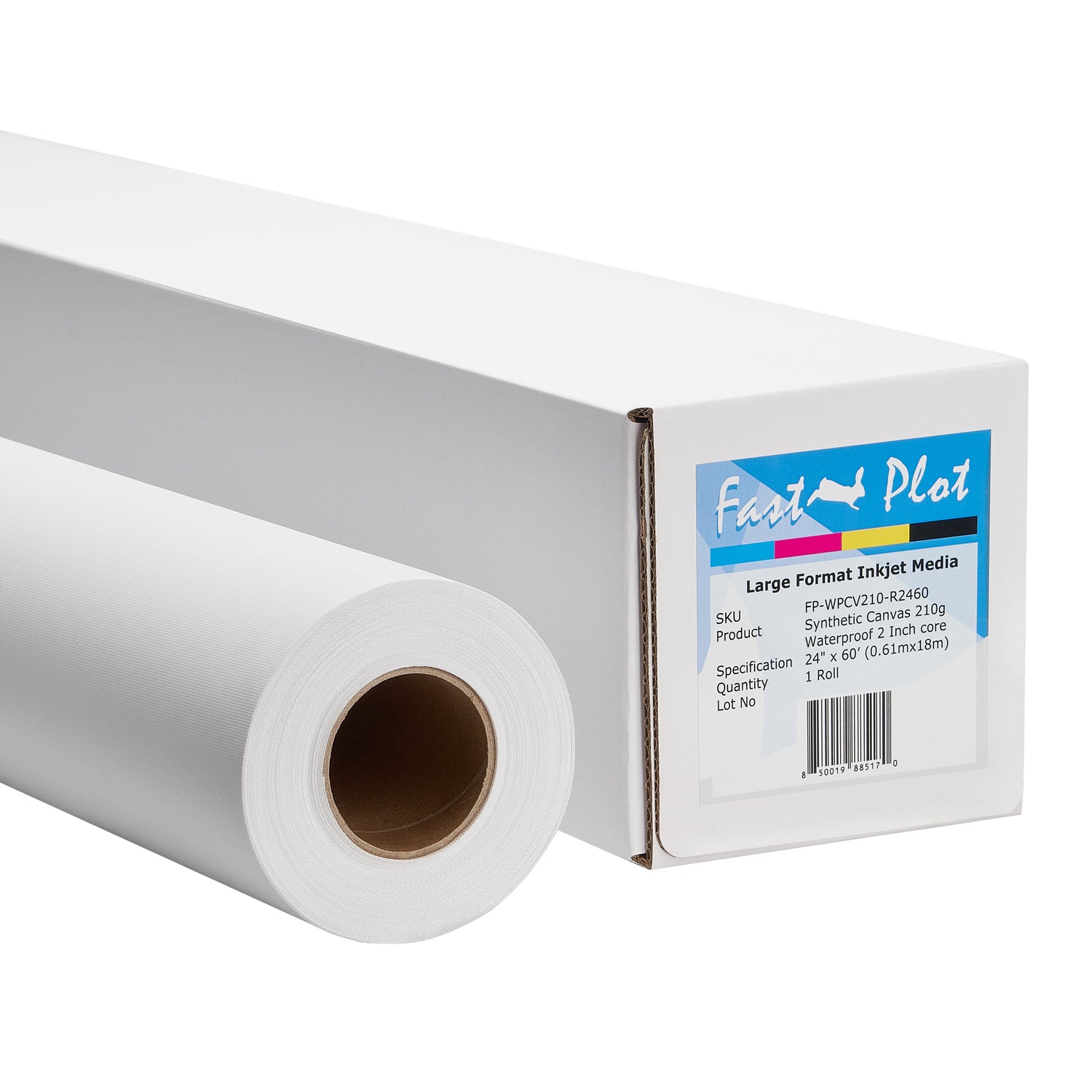 FastPlot Synthetic Canvas - Waterproof - Fine Art 210g - 36 inches x 60 Feet Roll - 2 inches Core